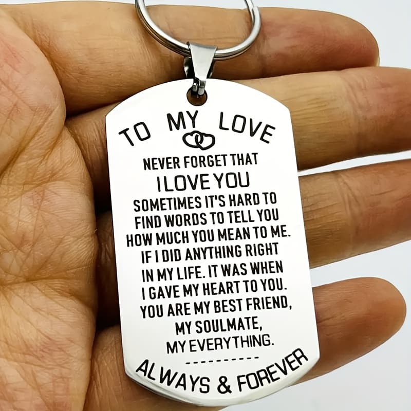 TEMU 1pc Steel Keychain, "to My " Engraved, For Husband, , , Girlfriend, , 's, - Jewelry For Him Or Her