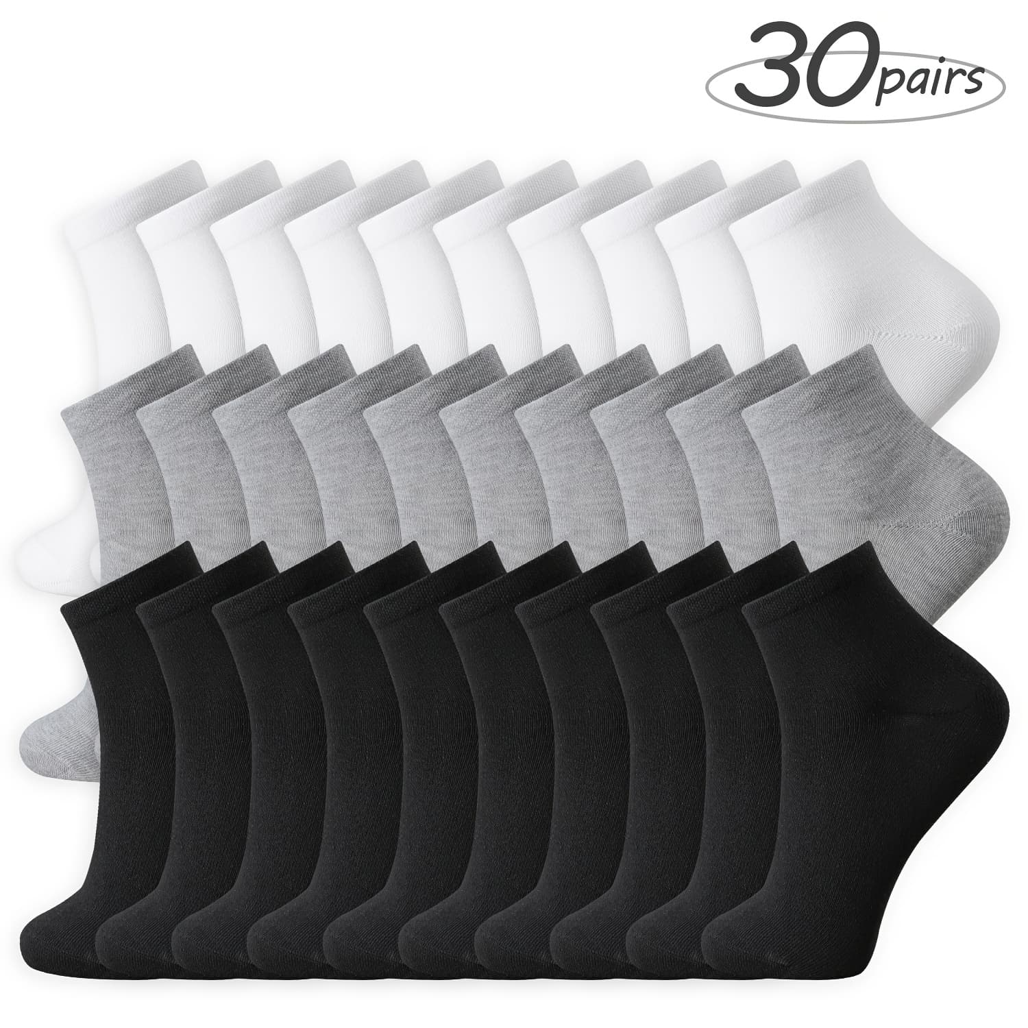 TEMU 30 Pairs Of Mens' Thin Quarter Socks, Casual Sports Comfortable Bulk Pack, Moisture Wicking Cushion Ankle Socks (one- -12)