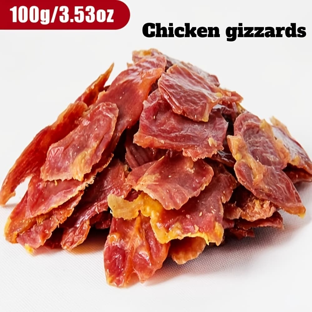TEMU Air-dried Chicken Gizzard Jerky Dog Treats Suitable For Puppies & Adult Dogs, High-protein With Chicken Meat Flavor, Daily Training Rewards, Pouch For -the- Snacks