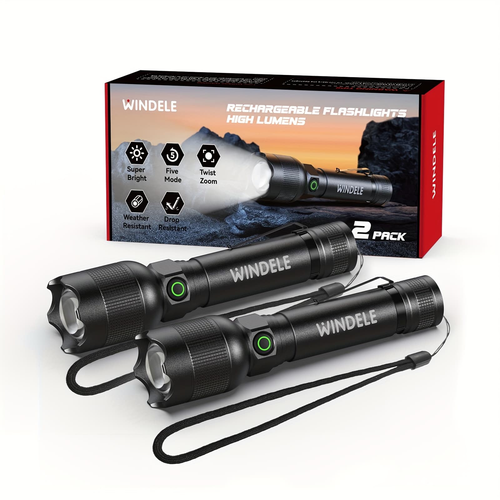 TEMU Led Flashlight High |2 Pack, Tactical Flashlight, , 5 , Flash Light For Camping Essentials, Outdoor, Home And Emergency