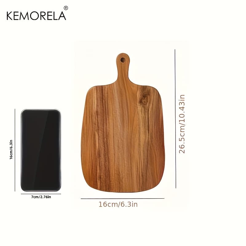TEMU Kemorela High-quality Wooden Cutting Board With Handle, Multifunctional Cutting Board - Suitable For Cutting Meat, Fish, Cheese, Bread, Desserts, Fruits And Vegetables. Kitchen Supplies