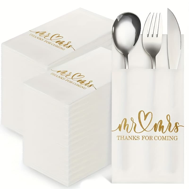 TEMU 40pcs Golden Disposable Paper Napkins, 1 Ply Linen Feel Dinner Napkins For Party, Engagement, Bridal Shower And Wedding Reception Decorations - 15.75 X 15.75 Inches