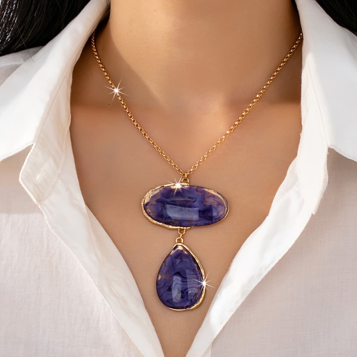 TEMU 1pc Light Trendy Casual Fashion Resin Women's Pendant Necklace