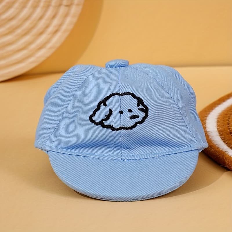 TEMU 1pc Dog Sun Hat Adorable With Cartoon Dog Embroidery Design, Adjustable Sun Hat For Small And Medium Cats And Dogs - Perfect For Outdoor Activities, Keeping Pets Fashion!