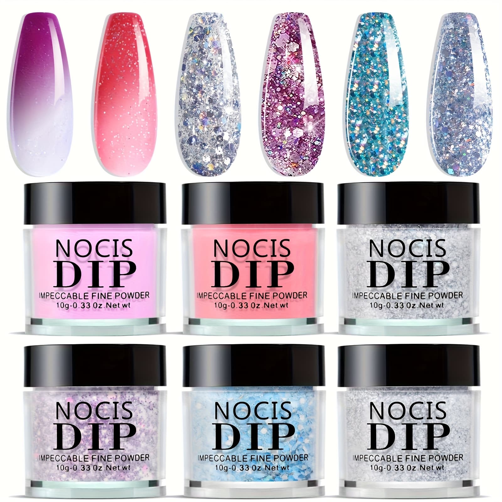 TEMU Color Changing Dip Powder Nail Kit Starter Fall Winter Blue Purple Orange Mood Temperature Change Dipping Powder Liquid Set With Base For Home Manicure Gift.