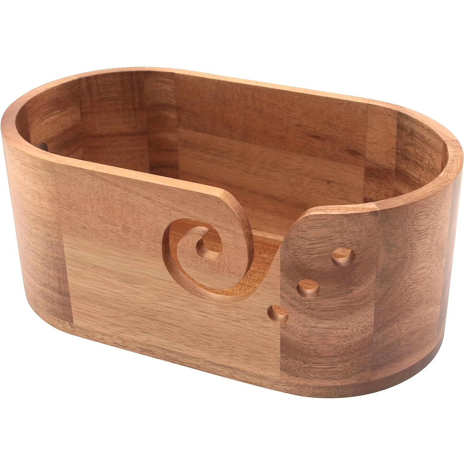 TEMU Oval Yarn Bowl, Yarn Bowls For Crocheting, Yarn Storage Crochet Bowl Knitting For Crocheters, Acacia Wooden Large Yarn Bowl