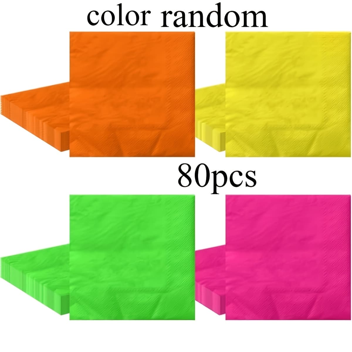 TEMU 80pcs Napkins Color Random - Disposable 4-color Napkins Glow Party Supplies For Birthday 80s 90s Party Decorations Wedding Halloween