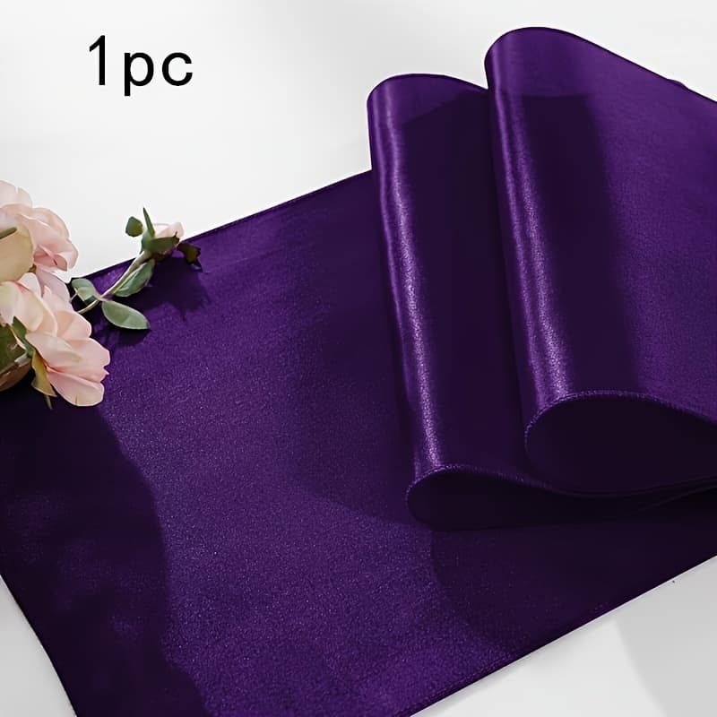 TEMU 1pc Purple Satin Table Runner 12x108 Inches Long, -like Smooth Table Decor For Wedding Birthday Party