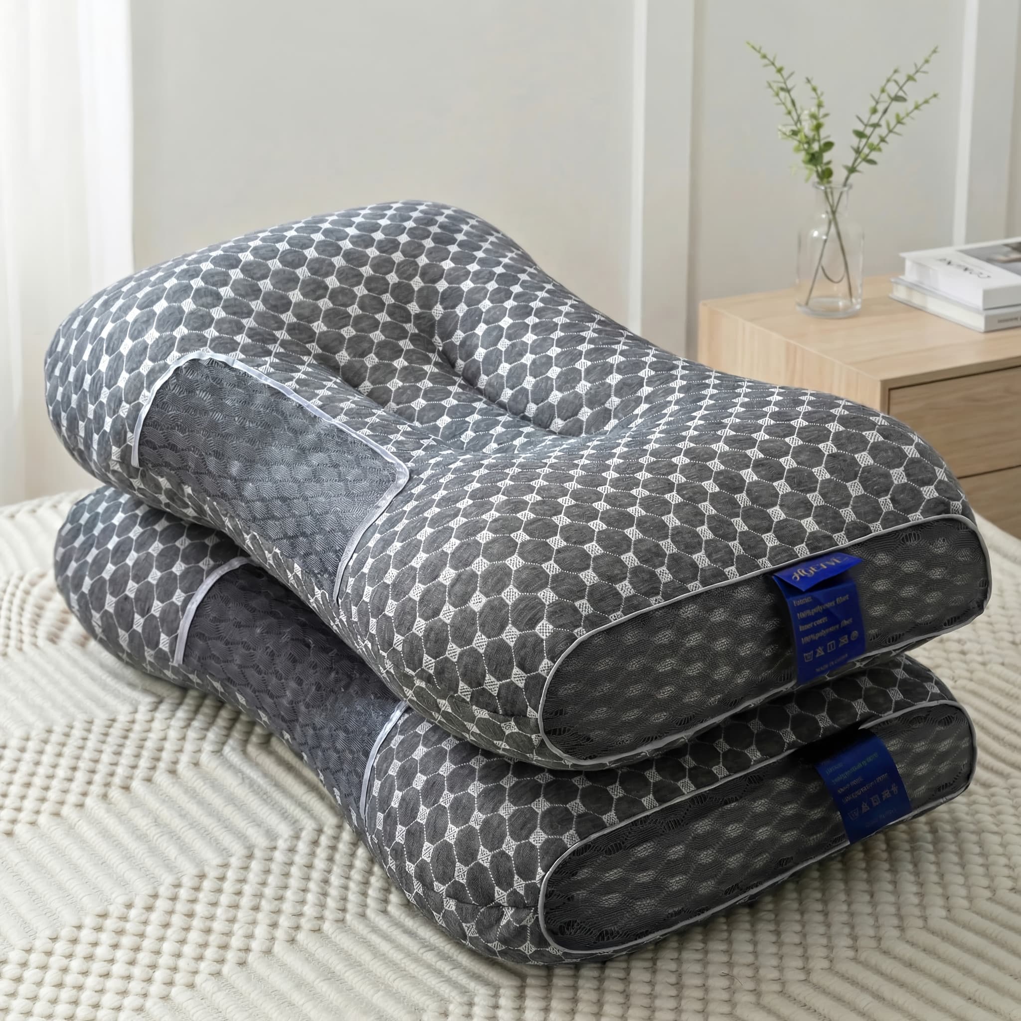 TEMU 2--season Neck Pillows, Breathable And Comfortable, Effectively Quality. Ergonomically Designed For Side And Back Sleeping Positions. Ideal For Travel, Office, And Home Use, Easy To Clean
