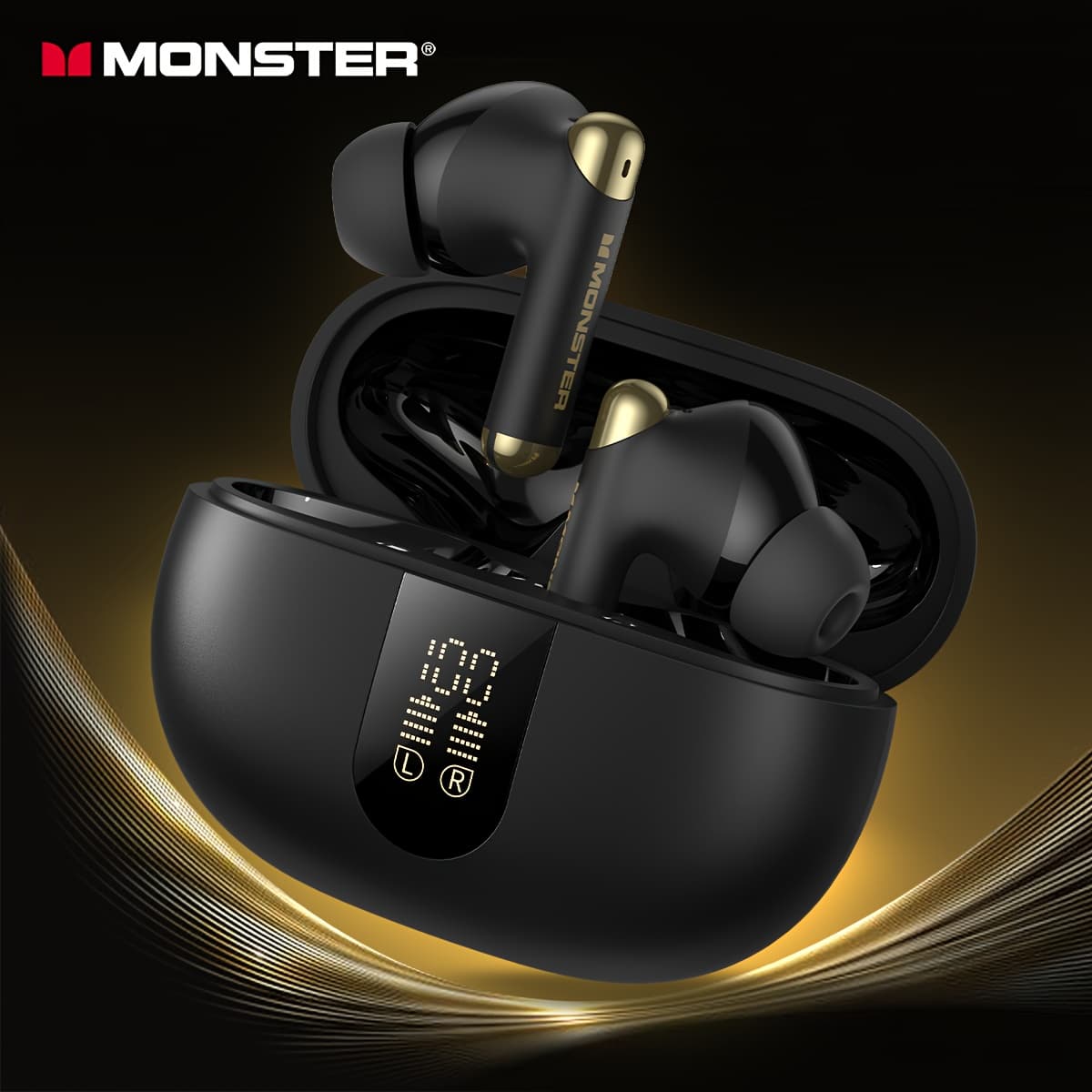 TEMU Monster Wireless Earbuds, Stereo Headphones With Noise-cancelling Mic And Led Display, Built-in Mic For Clear Calls, For Sports