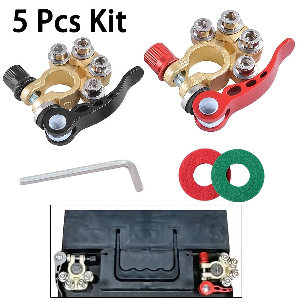 TEMU 5pcs Battery Terminal Clamp Connectors, 4 Way Quick Release Disconnect Car Battery Terminal For Sae/jis Type A Posts, Compatible With Cars, , Trucks And More