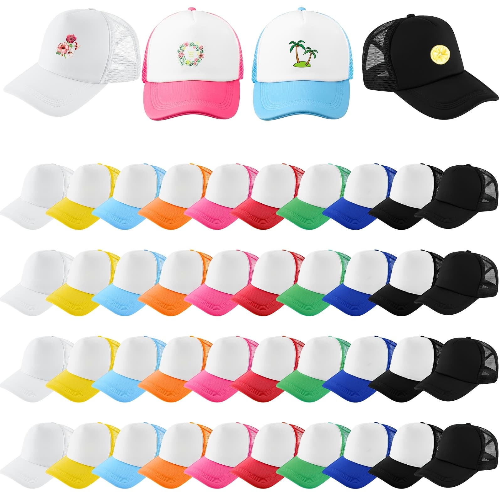 TEMU 40 Pack Sublimation Blank Baseball Adjustable Mesh Trucker Hat Unisex Golf Dad Hat Heat