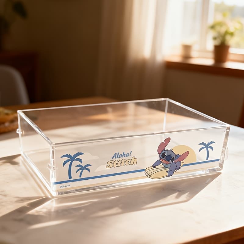 TEMU Miniso Stitch Series Medium Size Stackable Clear Plastic Storage Box (1pc)