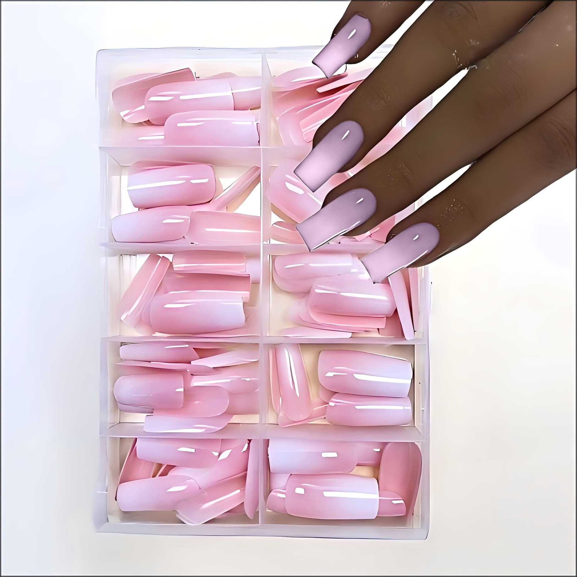 TEMU 120pcs Rectangular Minimalist Gradient Press-on Nails, , Nails For Women And