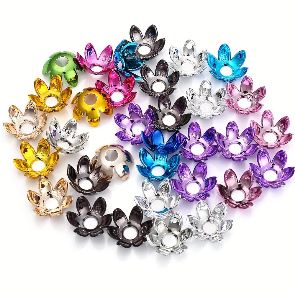 TEMU 20pcs 16mm Random Color Flower Beads Caps Acrylic Jewelry Beads For Making Beaded Bracelet Necklace Keychain Diy Ornament Supplies