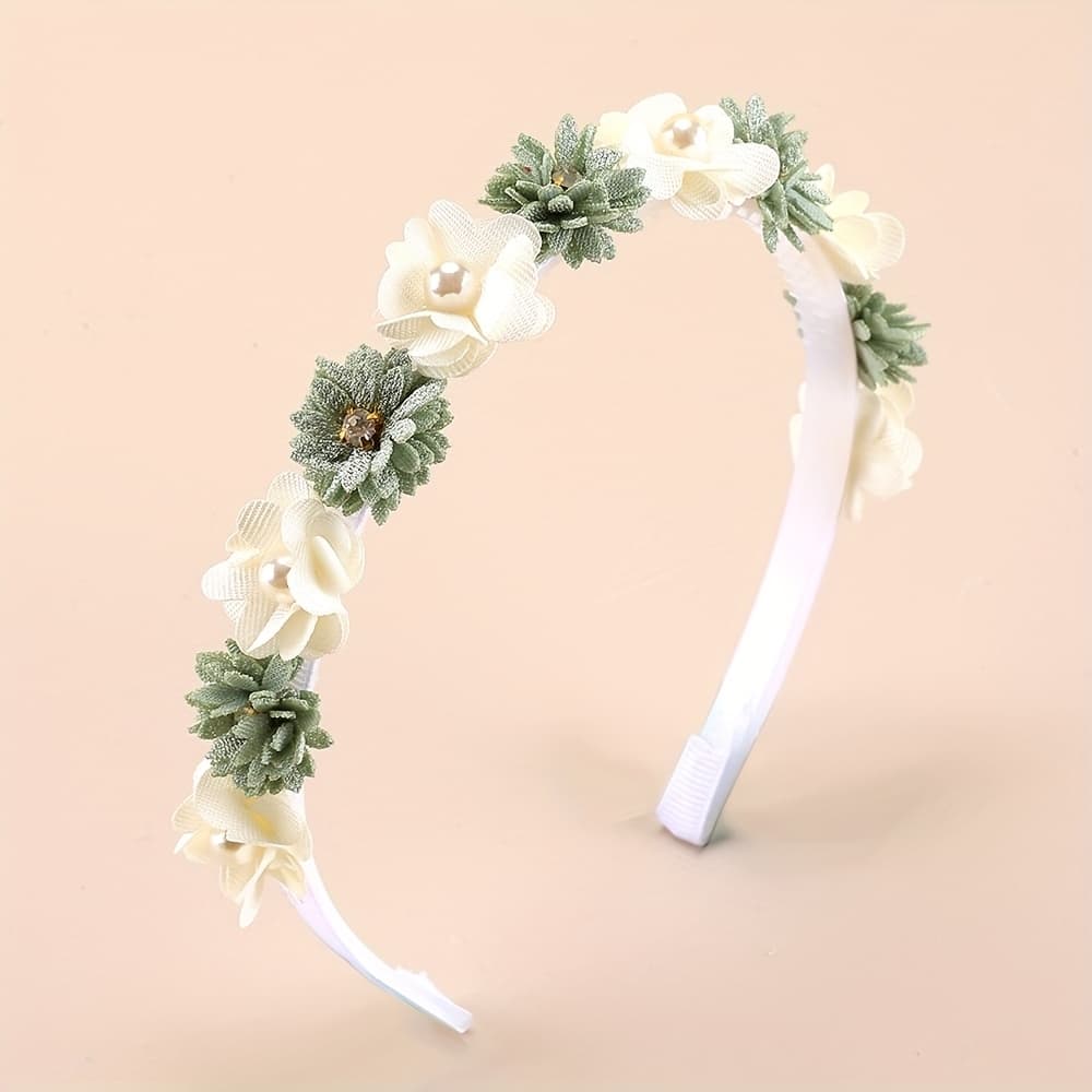 TEMU 1pc S Floral Hair Bands With Faux Elegant Grosgrain Ribbon Polyester Headbands For Travel Hair Hoop Perfect For Parties & Dress-up