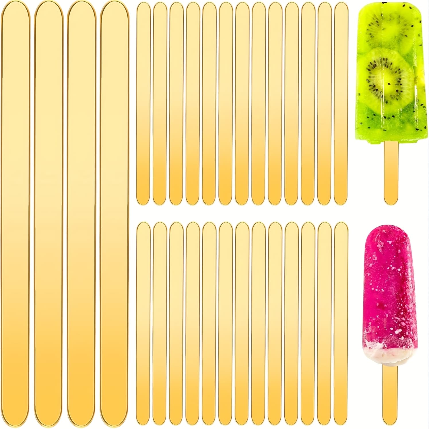 TEMU 60pcs Acrylic Cakesicle Sticks Cream Sticks Lolly Mirror Glitter Reusable Craft For , 4.5 Inch