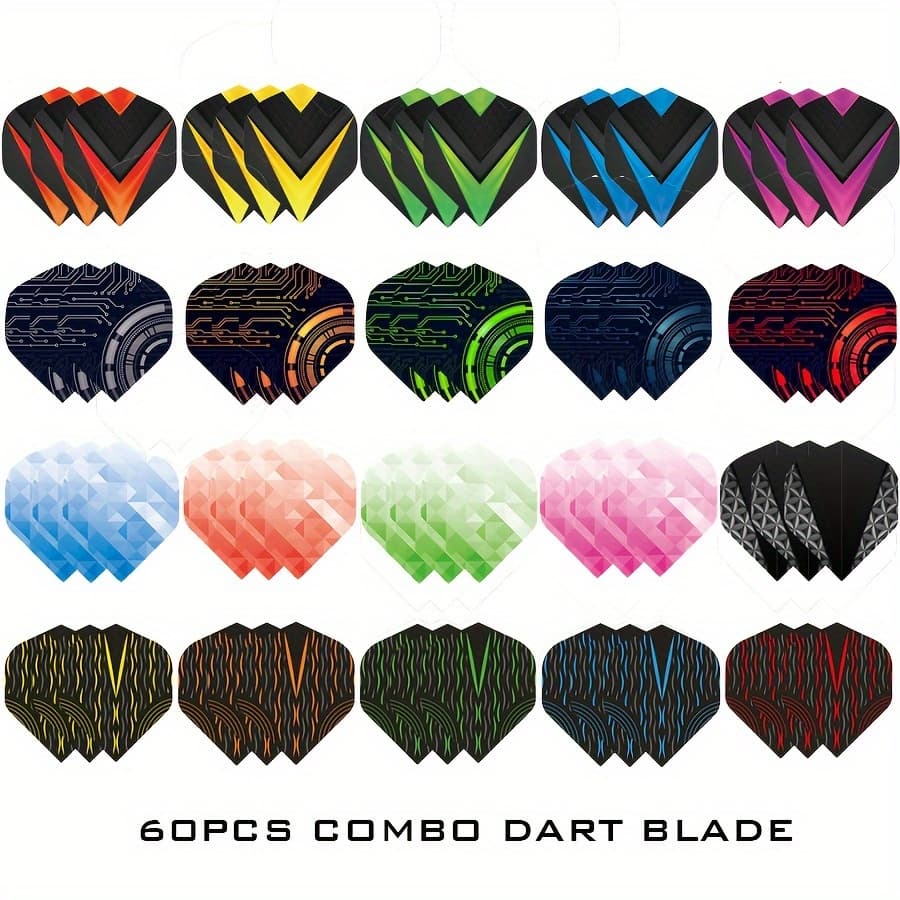 TEMU 60pcs Combo Dart Leaf 60pcs 5 Professional Flying Darts With Tail Wings Dart Wing Additions Pet High Quality