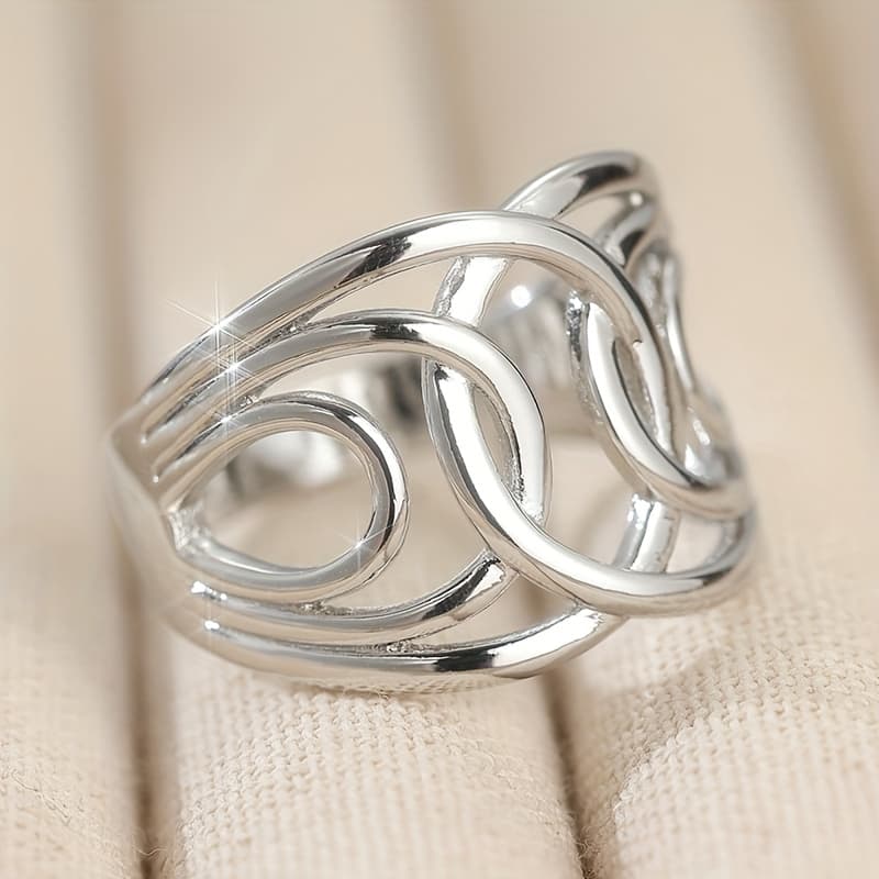 TEMU 1pc Of Fashionable Minimalist Geometric Hollowed-out Rings, Suitable For Wearing In Occasions, Is A Perfect Surprise Gift For Her