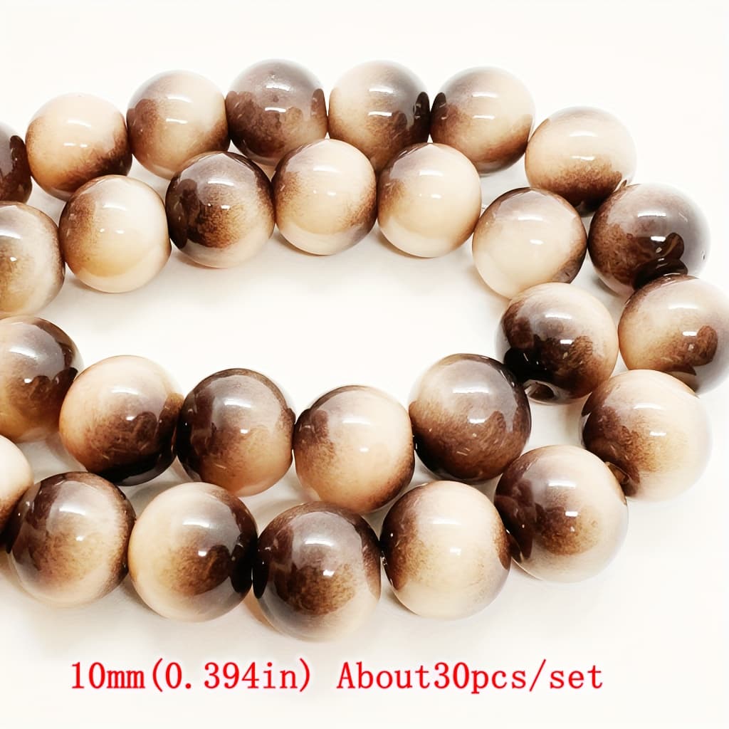 TEMU 40/30pcs 8mm/10mm Simulated Eye Smooth Round Glass Beads - For Diy Bracelet Necklace Earring, Beading Crafts, Festival Decoration Jewelry Making
