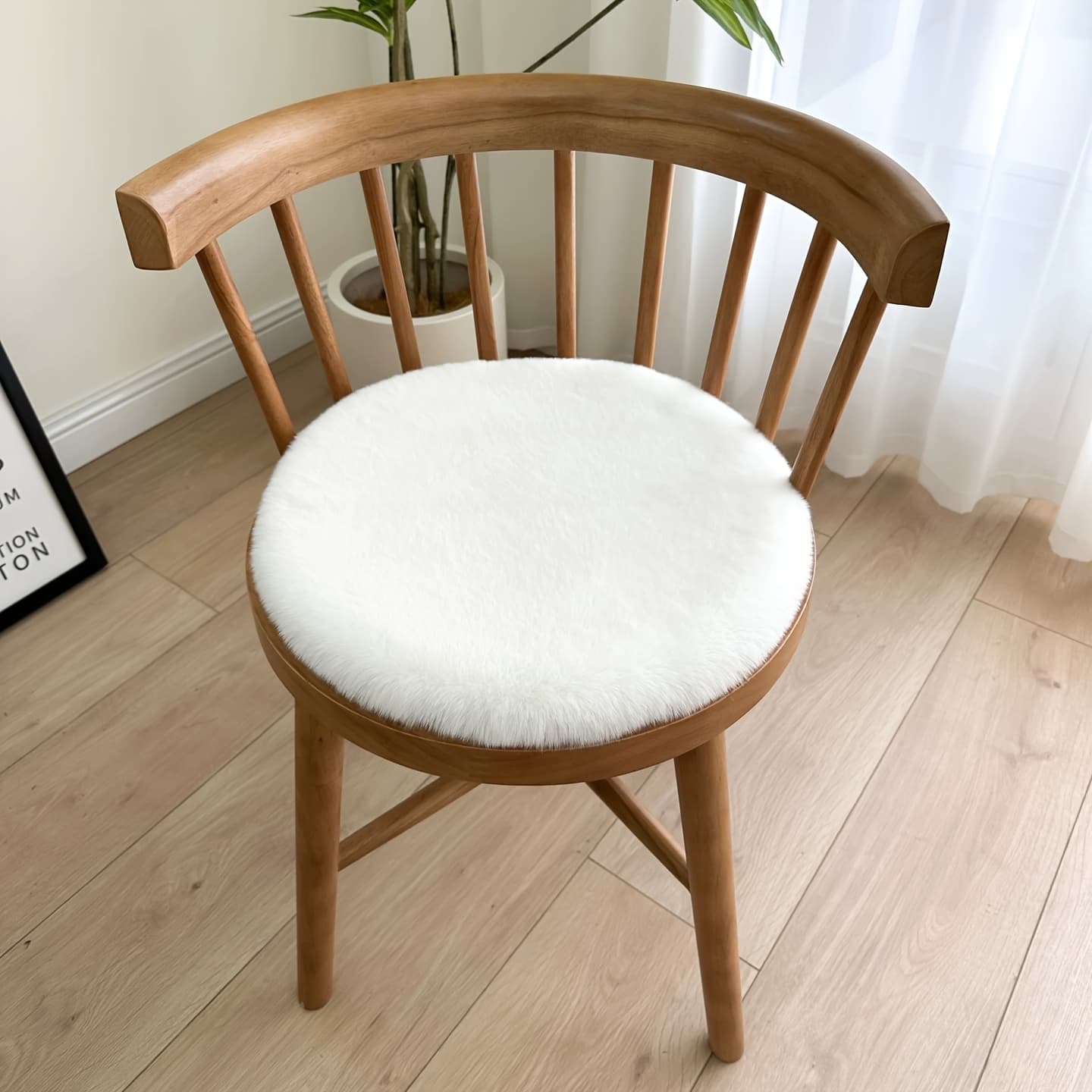 TEMU 1pc Rabbit Plush Creamy Style Seat Cushion, Fluffy Soft Comfortable Warm Smooth Use Small Size Short Plush Fabric Carpet, Suitable For Chair Pad, Cushion, Pillow Etc
