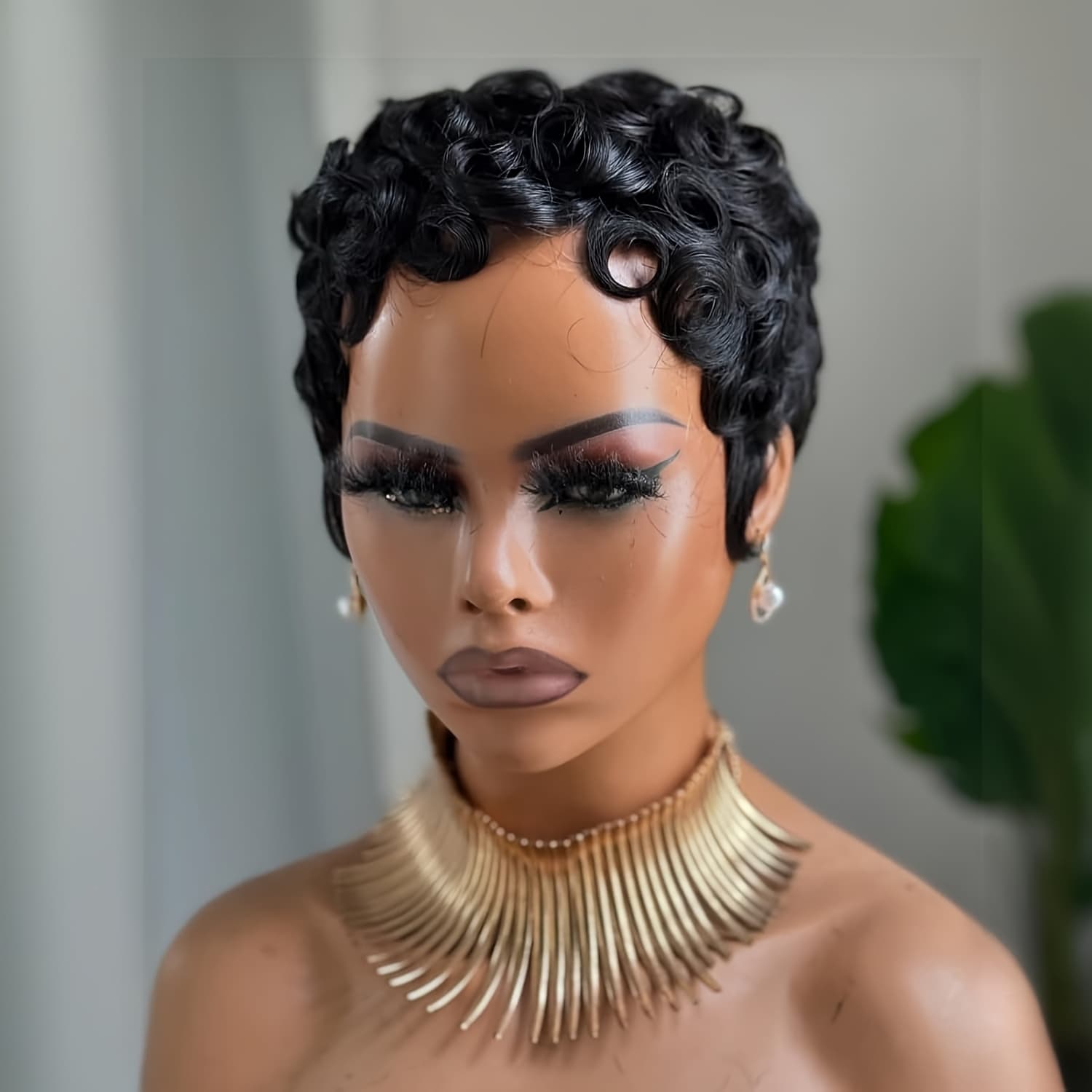 TEMU Cut Wigs For Women Brazilian Curly Wave Human Hair Glueless Short Layered Cut Curly Wigs With Bangs For Daily Use