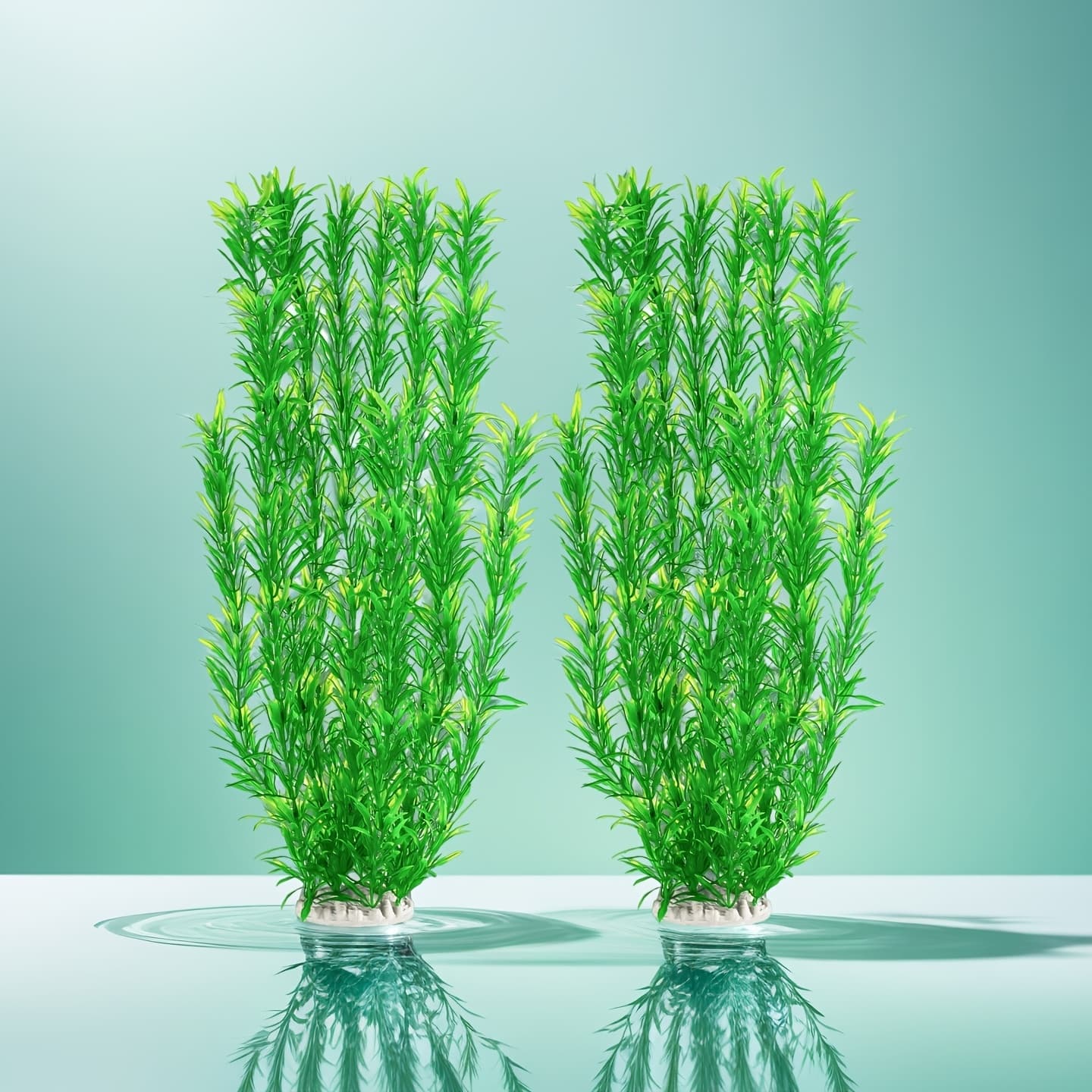 TEMU 2pcs Of 21-inch Green Large Water Plants - Aquarium Decoration Artificial Plants - Fish Tank Scenery Fish Paradise