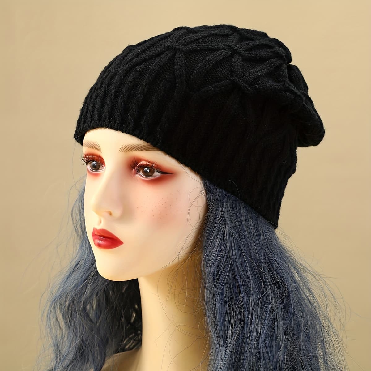 TEMU A Unisex -pattern Single-layer Cable- Beanie, An Outdoor Warm And Cold-proof Ear-protecting Windproof Brimless Hat, A Fashionable, , Simple, Versatile Slouchy Beanie