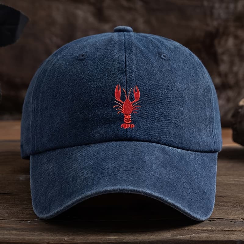 TEMU Lobster Embroidery Baseball Unisex Versatile Duckbill Hat Trendy