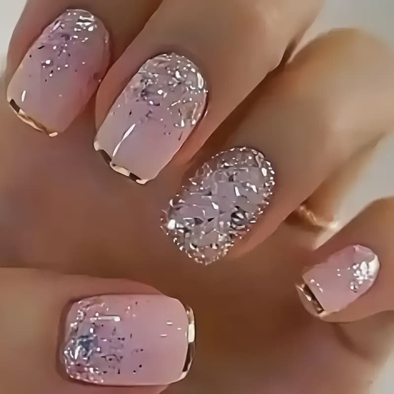 TEMU Look! 24 Short Square Press-on Ladies' Beautiful Nails. Wearable Nails With Clear Shiny Coating. Suitable For Extending Finger Nails. Detachable Nails With Jelly Glue. 1 Nail File