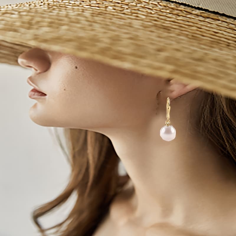 TEMU Handpicked Aaa+ Quality Freshwater Cultured Pearl Earrings Leverback Dangle Stud Pearl Earrings