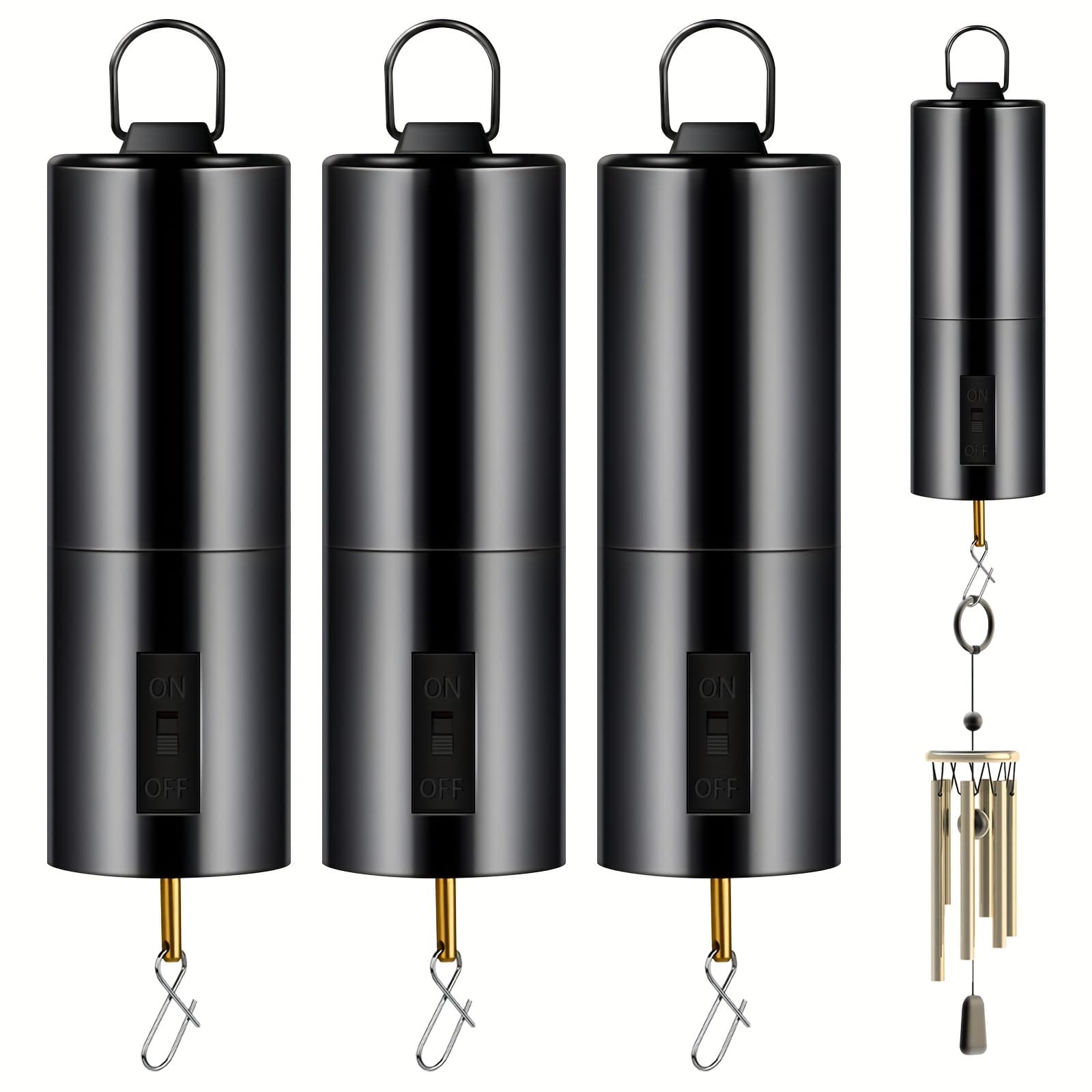 TEMU 3pcs Hanging Black Rotating Motor Wind Spinner Mobile Battery Operated Motor Multi-purposes Rotatable Hook For Garden Decoration Accessory Supplies