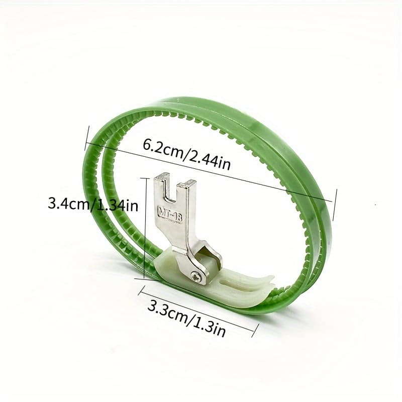 TEMU Industrial Sewing Machine Presser Foot For Leather & Delicate Fabrics - Double Roller Guide, Green, Ideal For Coated Textiles & Knit Supplies