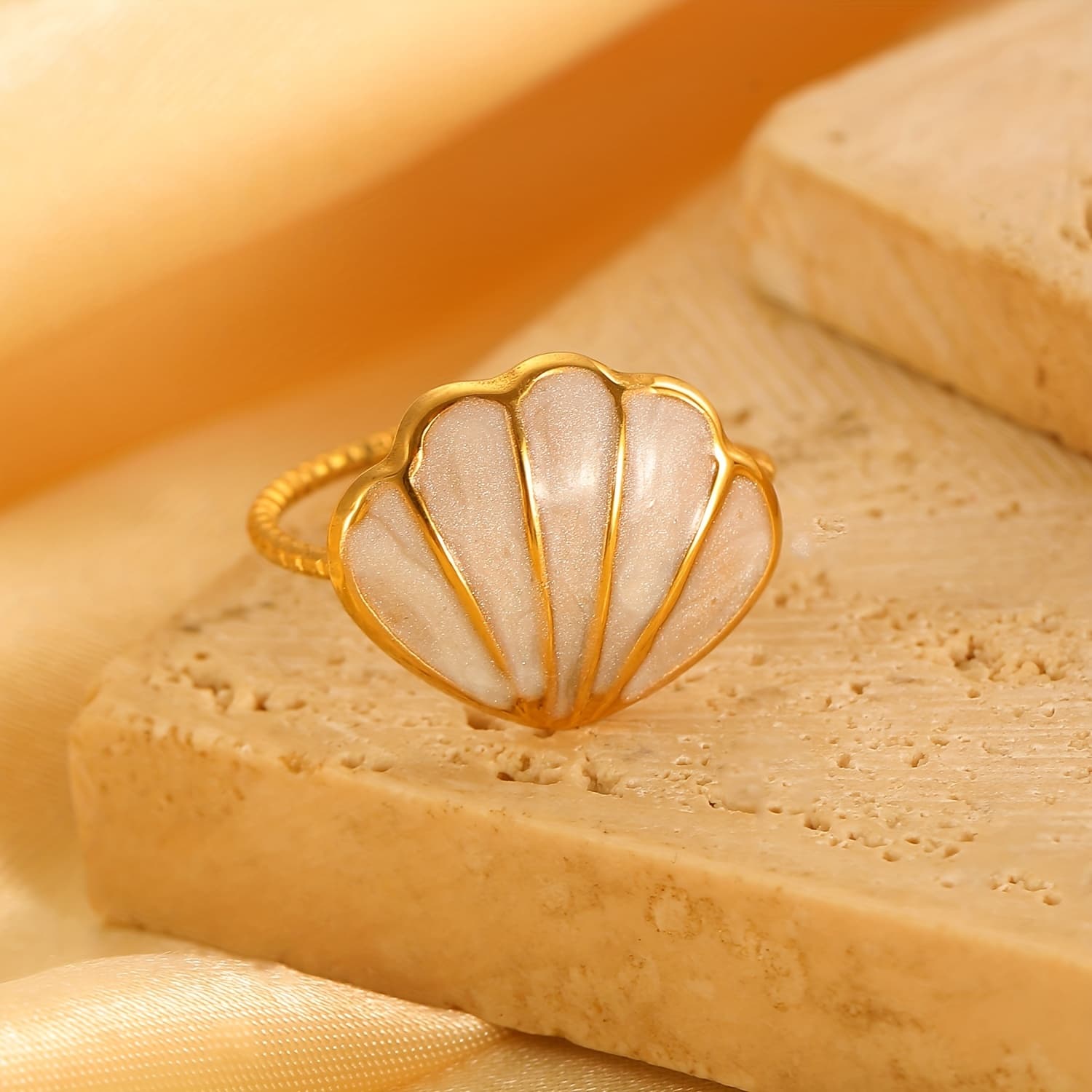 TEMU Bohemian--themed Stainless Steel Shell-shaped Colorful Drip-glaze , Suitable For Vacation Wear