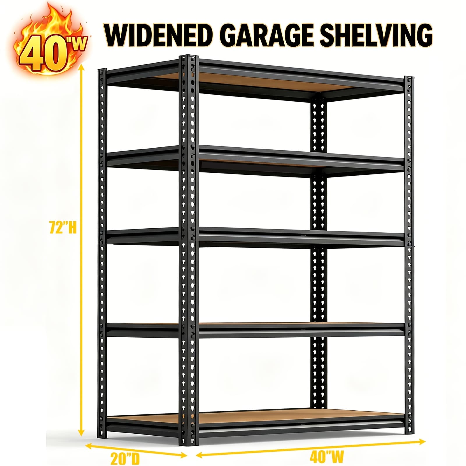 TEMU 72" Heavy-duty Garage Shelving Unit With 5 Adjustable Shelves, Supports 2500 Lbs, Ideal For Store Displays, Kitchen Storage Racks, Craft Areas, , Pantries, And Basements, Utility Shelves