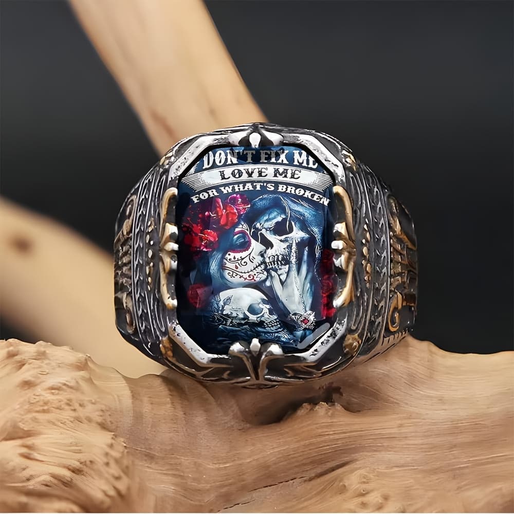 TEMU Men's Skull And Ring, Exquisitely Carved, Vintage Jewelry, Suitable For Everyday Wear And Special Occasions