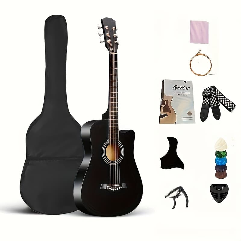 TEMU 38 Inch Matte Acoustic Guitar - Suitable For Beginners And Adults, Perfect For Parties , Comfortable To Play, Featuring Oak Panels And Abs Nuts, An Gift For Christmas/halloween