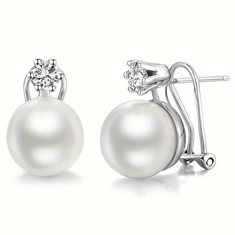 TEMU 1 Pair Of Women's Fashion Stud Earrings With Synthetic Synthetic Zirconia, Elegant Bridal Wedding Engagement Party Jewelry Earrings