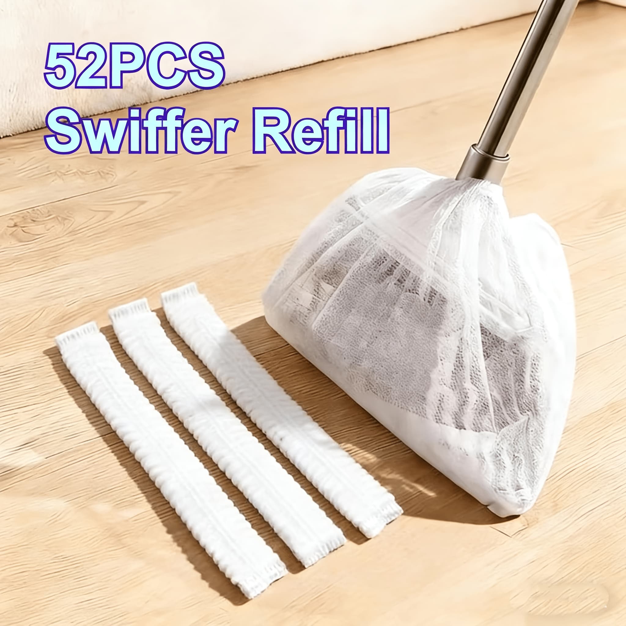 TEMU 52pcs Disposable Broom Dust Removal Covers For Cleaning, Non- Broom Covers, Anti-hair-sticking, Durable Broom Replacement Cloths, For Cleaning Pet Hair And Waste, Dust-proof, Leaf Sweeping