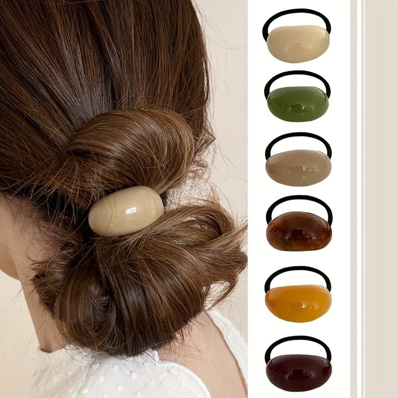 TEMU New 6pcs Mixed Color Set, Simple And Elegant High- Hair Ties For Women, Ponytail, Bun, And Hair Accessories