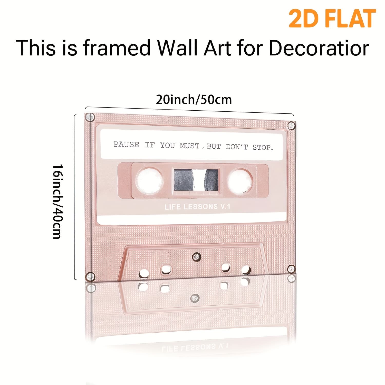 TEMU [2d Flat Printing]1pc Inspirational Cassette Wall Art Canvas Print Poster - Professionally Framed With And Unique Pause Must, But Design - Perfect For Living Room