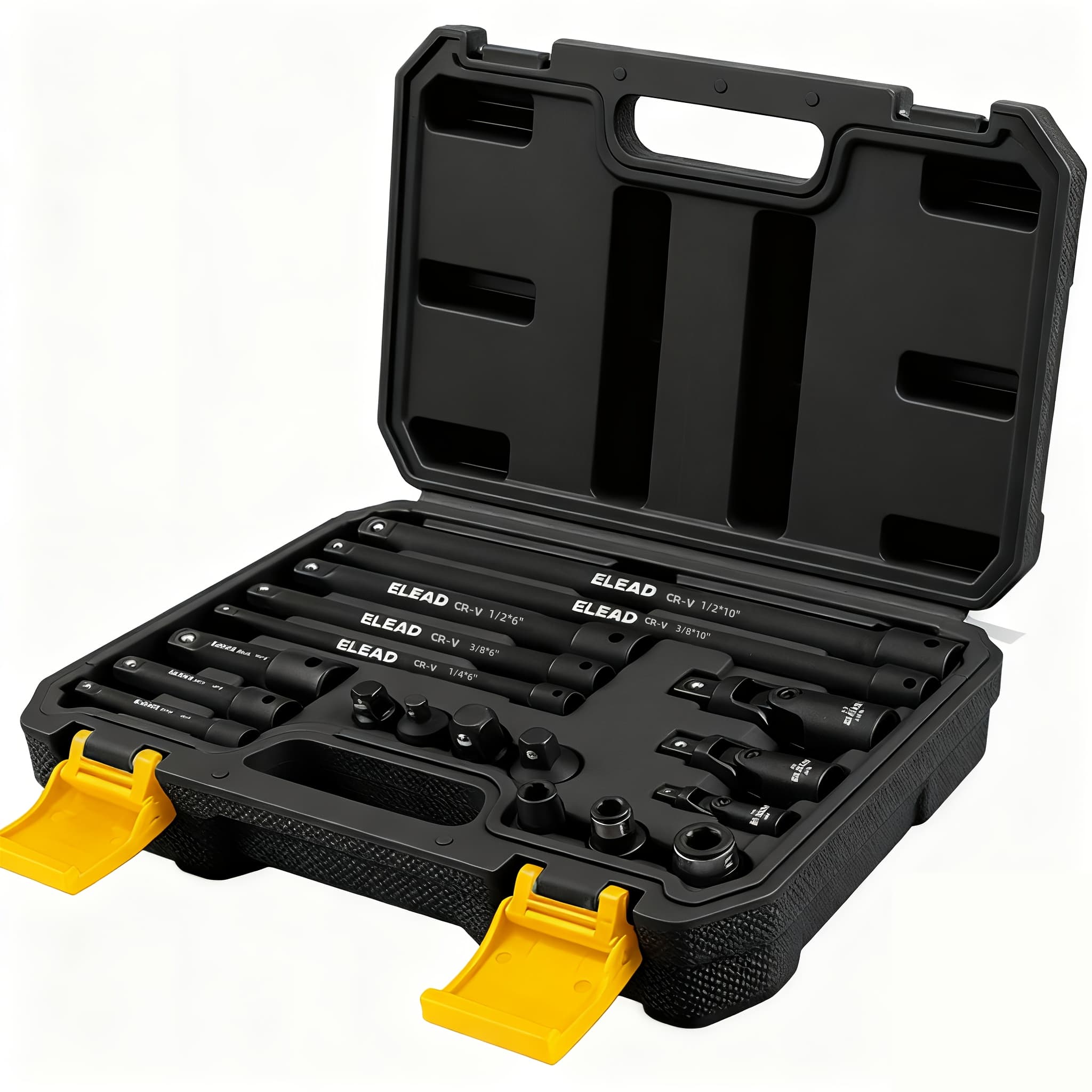 TEMU 18pcs Impact Socket Extension Set, Includes Socket Adapters, Ratchet Extension Set, Socket Extension Bar, Swivel Joints And Impact Coupler, 1/4", 3/8" & 1/2" Drive