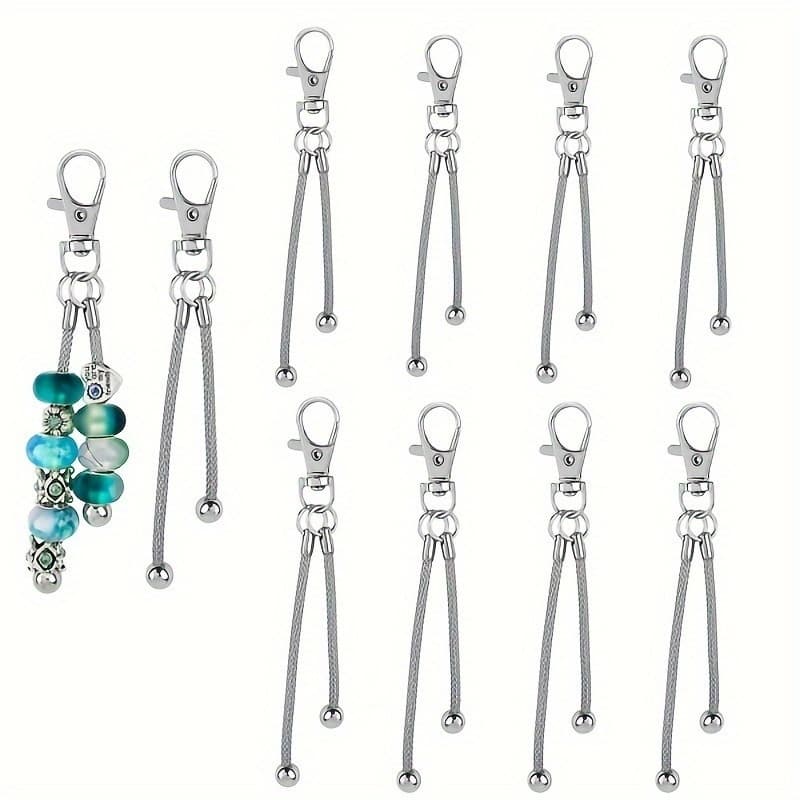 TEMU 10 Pack Silvery Beadable Keychains Bar 3mm Large Hole Bead Keychain Blank Metal Beaded For Pendant Making Kit