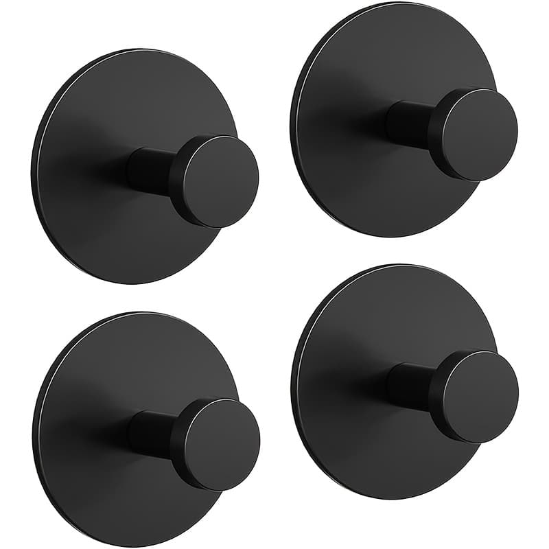 TEMU 2/4pcs Matte Black Stainless Steel Wall-mounted Towel Hooks - Heavy Duty, Holds 12lb, , Modern For Bathroom, Bedroom, Or , Towel Holder For Bathroom