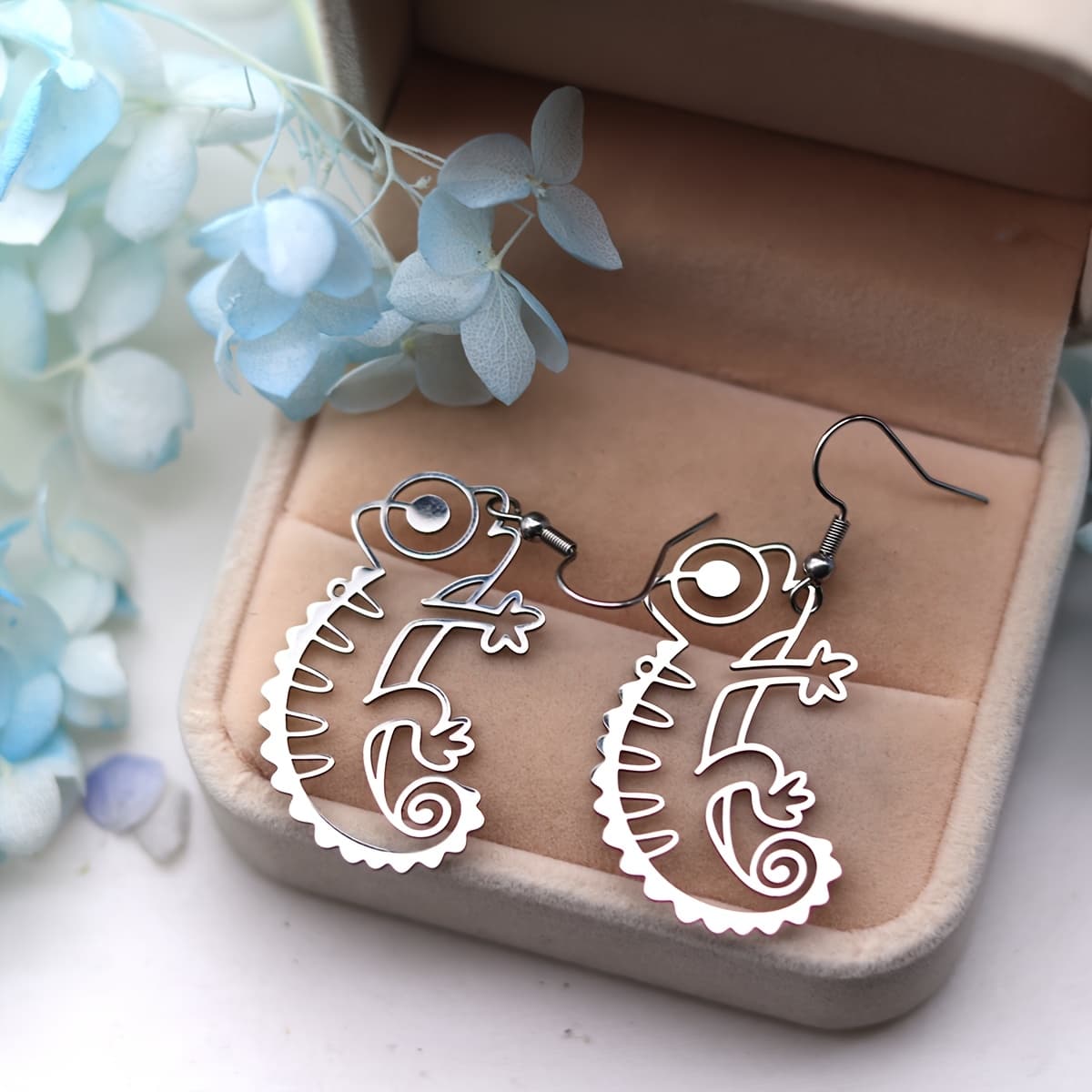 TEMU Stainless Steel Lizard Earrings For For Halloween Parties