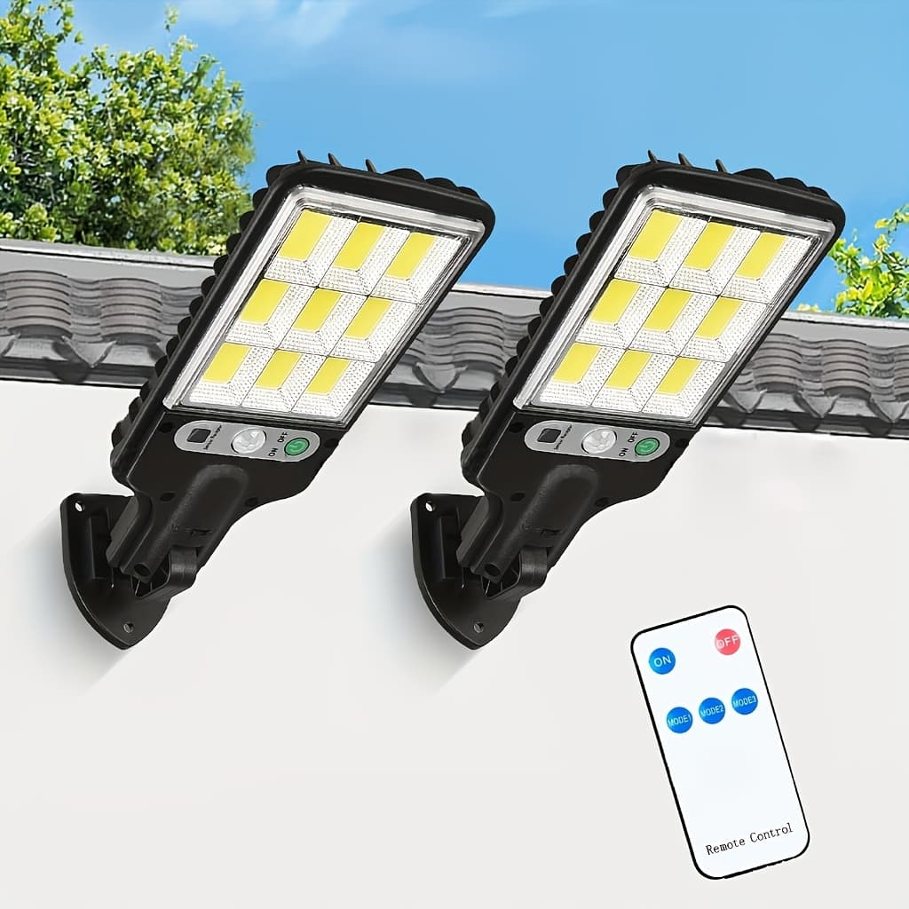 TEMU 4/2 Pack Led Solar Street Lights Outdoor, Ip54, 108 Led Remote Control, Motion Sensor Security Wall Light With 3 For Garden, Street, Deck, Yard, Garage, Patio