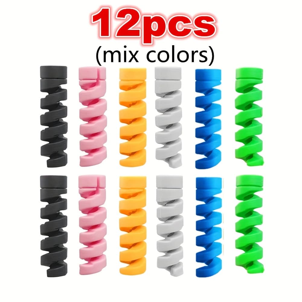 TEMU 60/36/12pcs Spiral Cable Protector Desk Set Earphone Cable Organizer Wire Holder Winder Wrap Cord Office Additions
