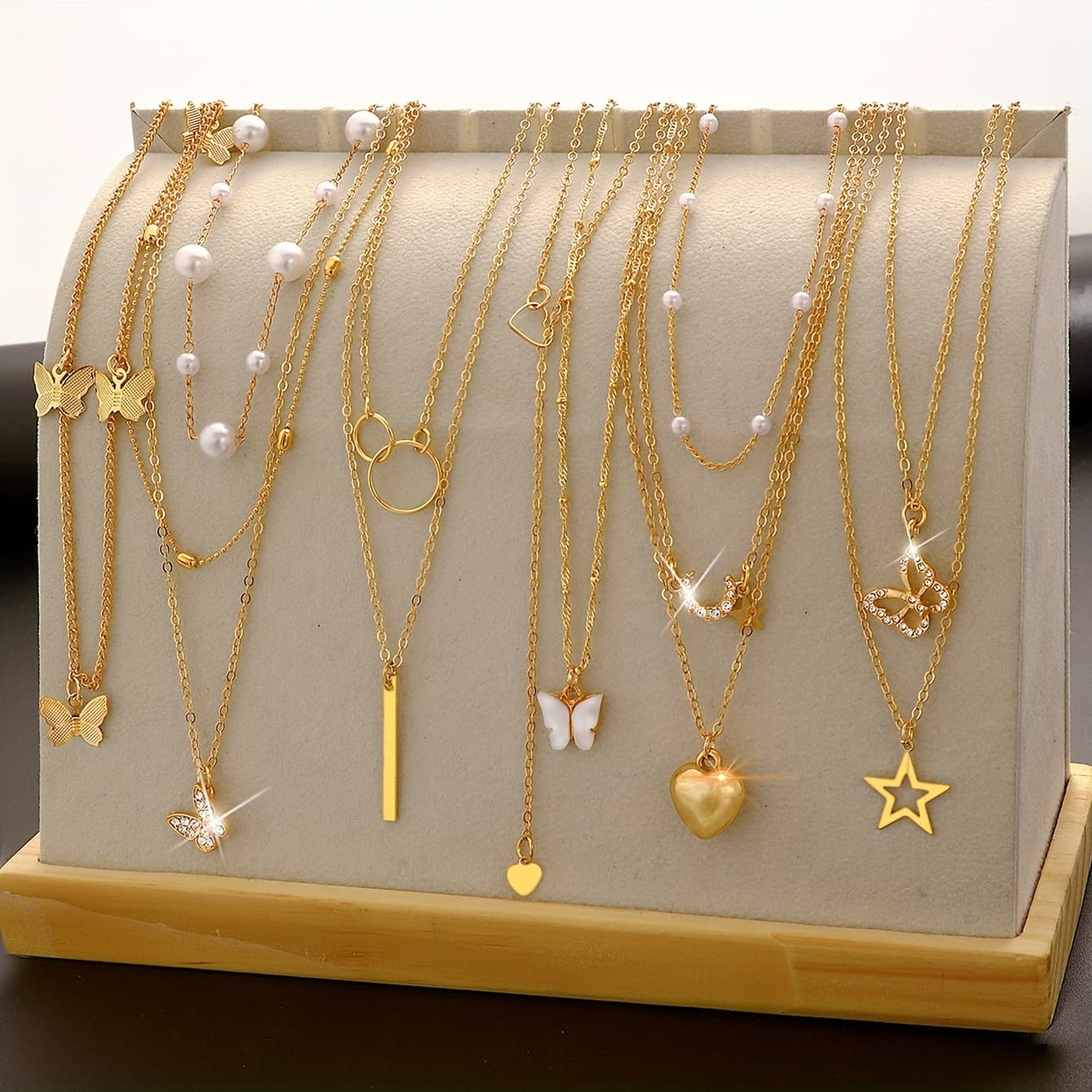 TEMU 100pcs Fashionable And Elegant Bohemian Style Imitation Crystal Star Pendant Necklace Women's Clavicle Chain, Suitable For Holiday Parties, Dates, Daily Wear, 100pcs Sent
