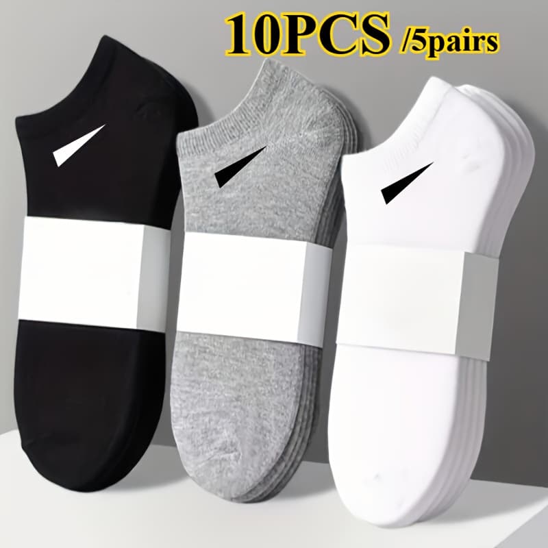 TEMU 10pcs/5 Pairs Women's Casual Solid Color Socks, Breathable Comfortable Anti-sweat Anti-odor Low-cut Ankle Socks, Women's Socks, , Comfortable Experience, Casual Socks For Easy
