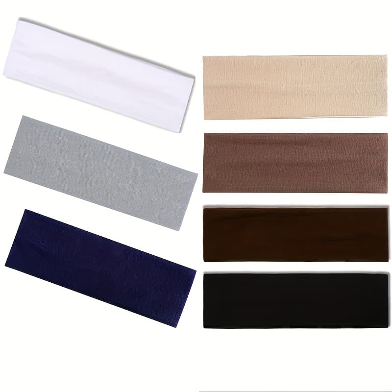 TEMU 7pcs/set Women's Elastic Sports Headband, Solid Color Yoga Headband, Wide Non-slip Hair Band, Moisture Wicking Hair Additions, Suitable For Sports And Fashion Use Daily Wear